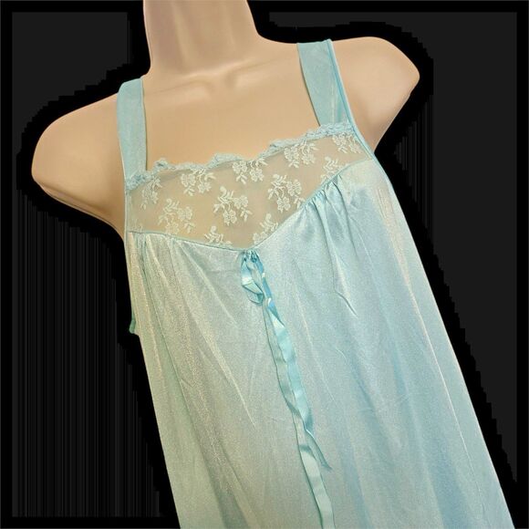 Henson Kickernick Blue Nylon Nightgown Womens Size M Vintage - Picture 1 of 11